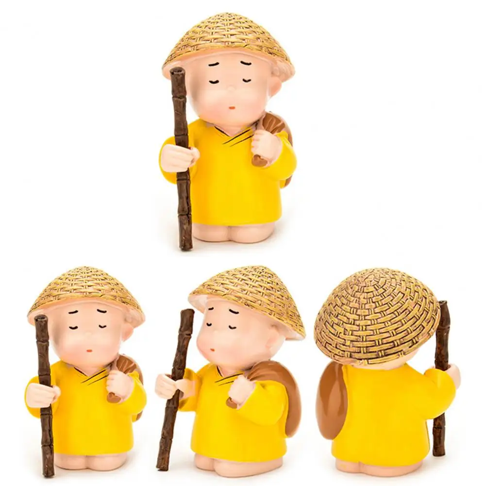 

3Pcs/Set Lovely Non-fading Resin Buddha Monk Figurine Dolls Little Monk Miniature Statue Ornament Car Interior Desk Decoration
