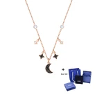 Модные аксессуары Swa ожерелье с новым символом луной Луной и звездами розовое золото черный изысканный кристалл для дам Романтические Роскошные ювелирные изделия