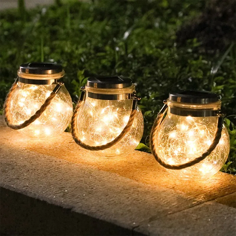 Prezzo Colorato HA CONDOTTO LA Luce Solare Stringa Appeso Party Impermeabile Di Vetro Rattan Lanterna Del Giardino Esterno Regalos Decorazione Di Festa EB50PT