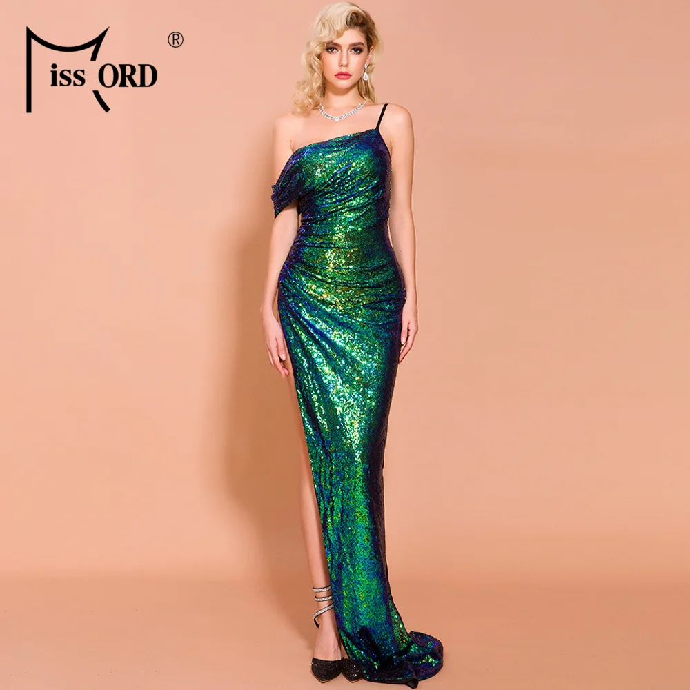Missord 2021 женское сексуальное асимметричное платье с открытыми плечами и блестками