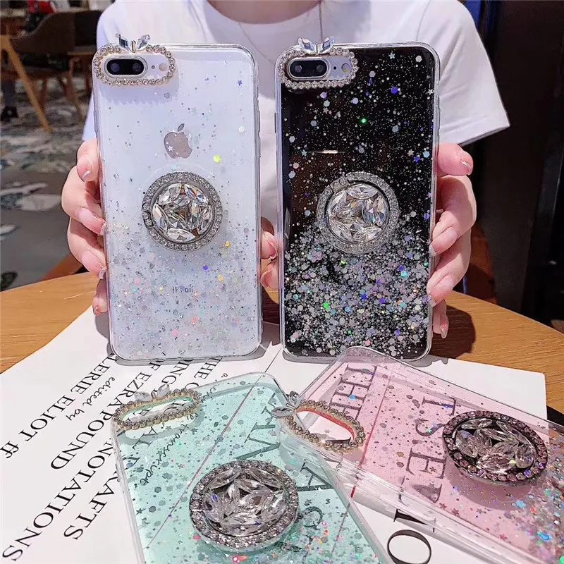 Кольцо из серебряной фольги с кристаллами для Iphonexsmax/8 Plus мобильный телефон
