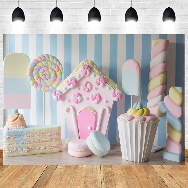 

Candyhouse Photography Backdrop Lollipop Ice Cream Donut Dessert Newborn Child Photo Backgrounds Baby Shower Photocall Studio