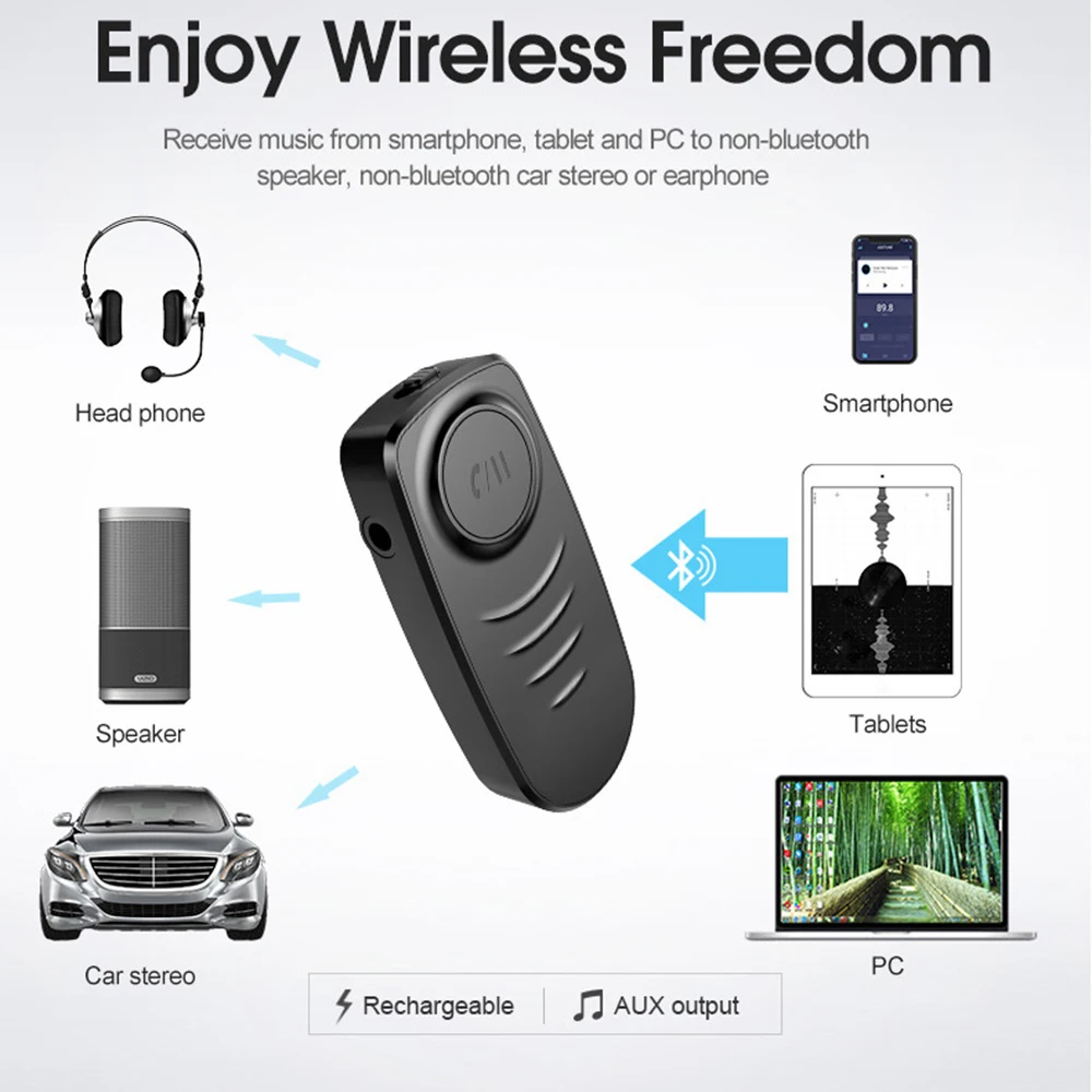 Автомобильный Aux Bluetooth 5 0 приемник портативный стерео аудио адаптер беспроводной