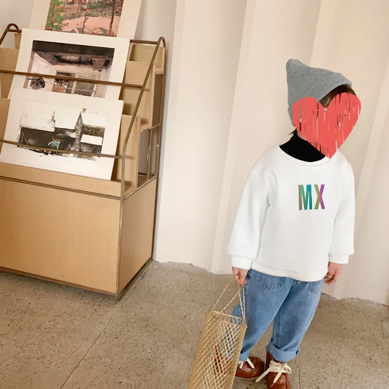 

Baby Boys Winter Sweatshirt Autumn Children's Clothing Thickened Sweater Reflective Long-sleeved Tops Question Mark Clothes