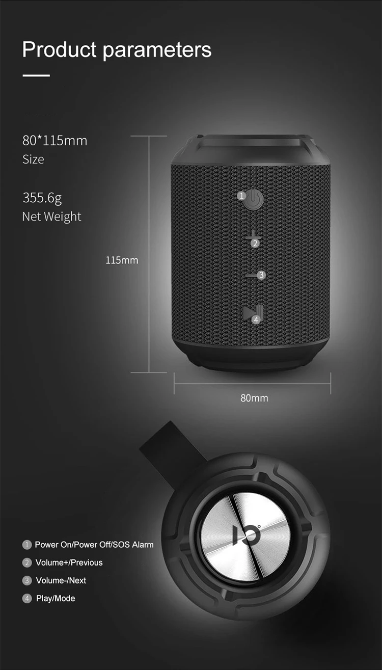 3D стерео водонепроницаемый портативный наружный перезаряжаемый Bluetooth динамик