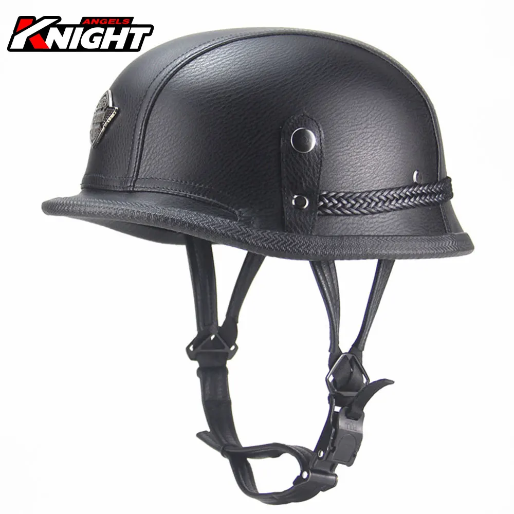 Классический ретро мотоциклетный полушлем мужской кожаный винтажный шлем в