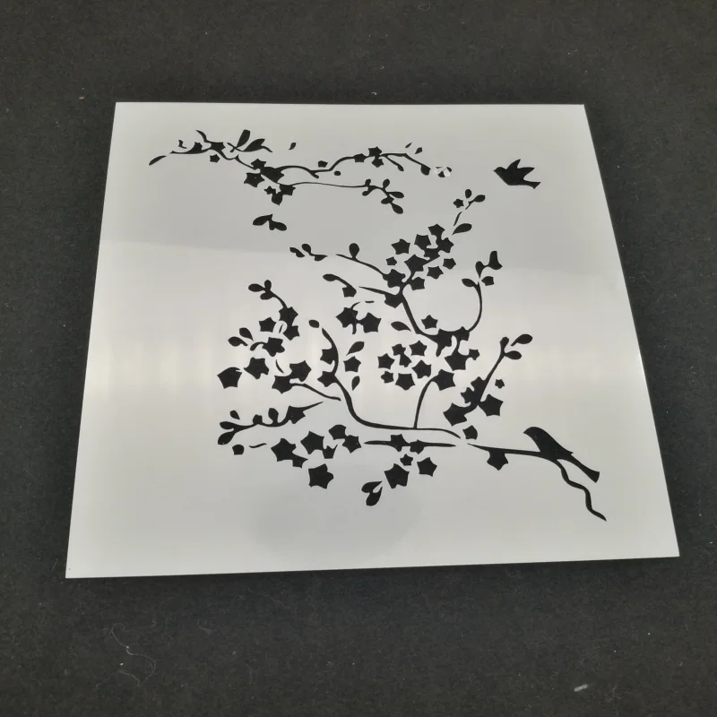 

13*13 Branch bird Layering Stencils graffiti hand copied board hollowed out photo album graphic spray painting tool