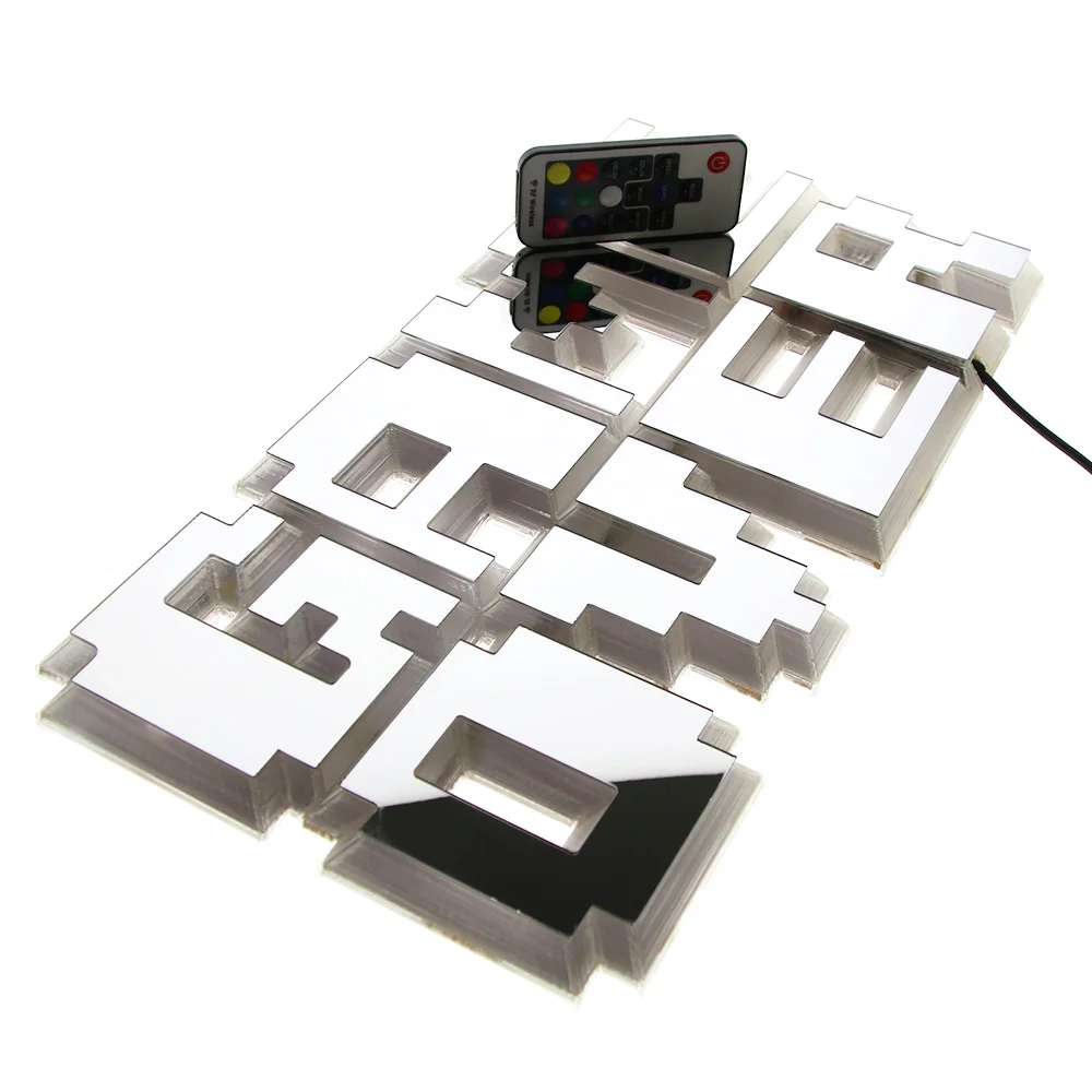 8-Bit Pixel Game Over LED Light Sign Wall Mirror Video Party Lighting Decorations Man Cave Bar Gaming Supplies | Дом и сад