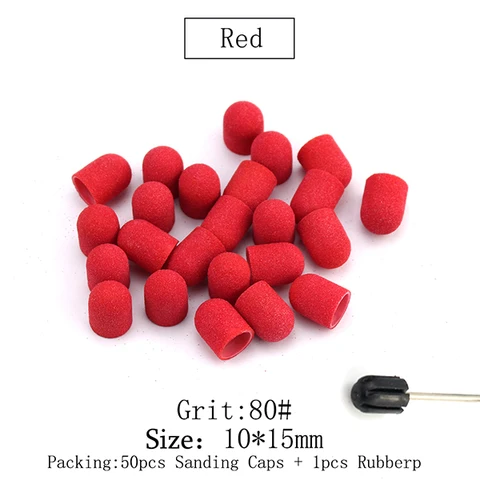 50 шт. 10*15 мм красные аксессуары для сверл для ногтей, шлифовальная крышка для педикюра, фрезерование кутикулы ног для маникюра, педикюра, художественные инструменты