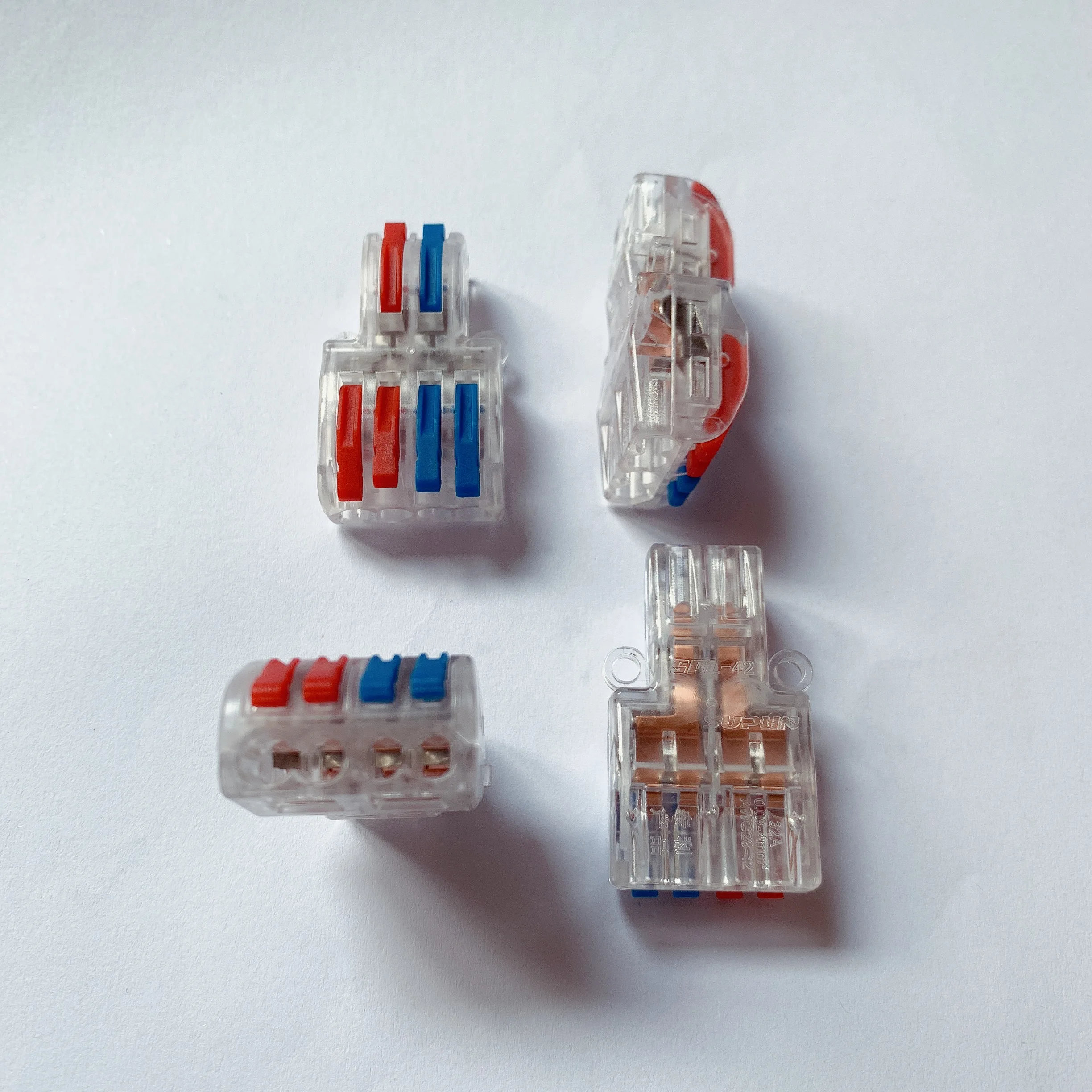 

50pcs/Lot New transparent SPL-42/62 Mini Fast Wire Connector Universal Wiring Cable Connector Push-in Conductor Terminal Block