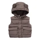 Однотонный детский жилет 2021, хлопковая одежда для мальчиков, верхняя одежда с капюшоном, детский жилет, одежда для мальчиков без рукавов, плотная осенне-зимняя одежда