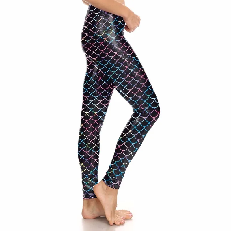Женские леггинсы с принтом рыбьих чешуек эластичные эффектом пуш-ап | Женская
