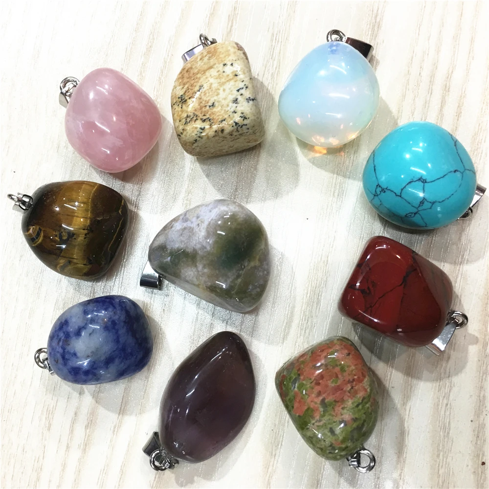 10 шт. хит продаж новинка Необычные модные подвески из натурального камня розовые