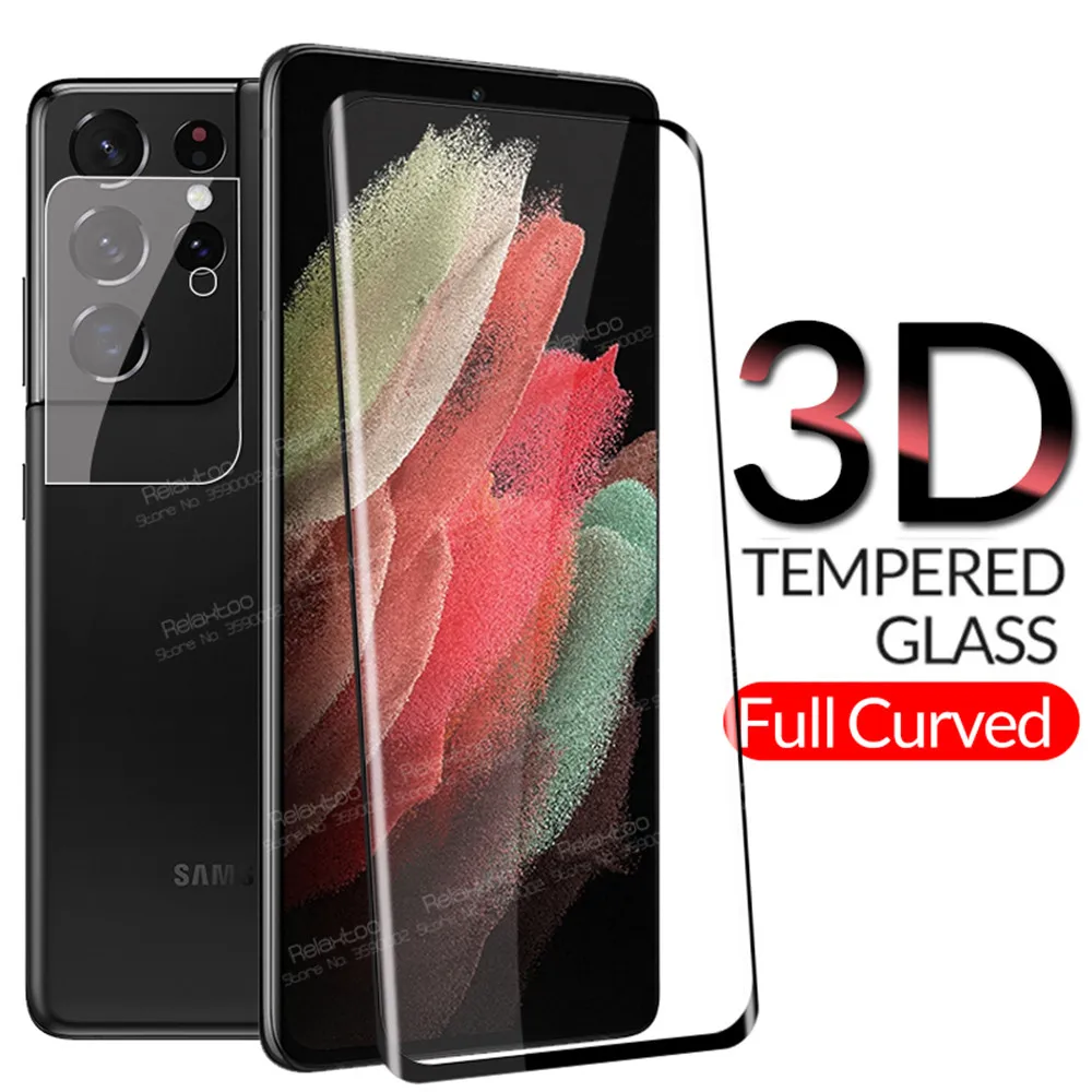 Защитное стекло для камеры Samsung Galaxy S21 Ultra защита экрана 3D полное изогнутое