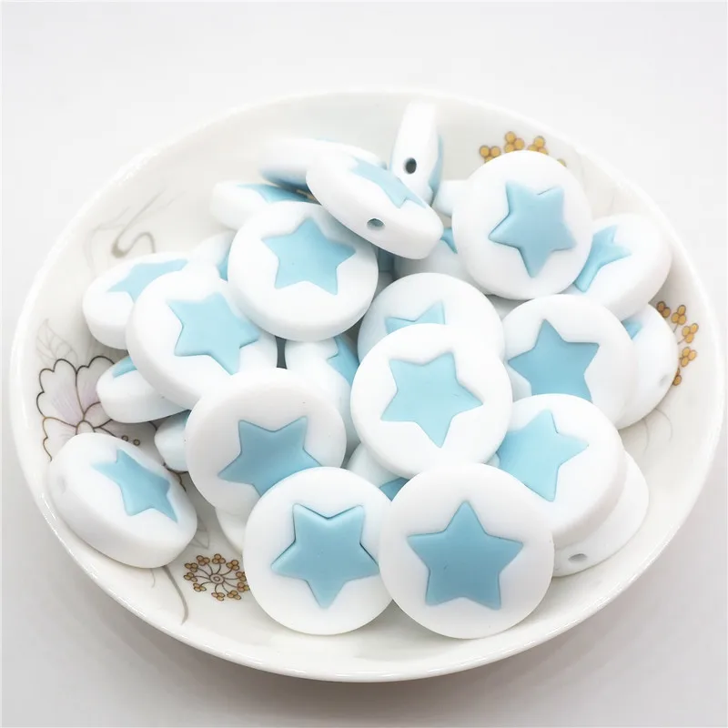 Pastel Blue Chengkai 10 шт силиконовые бусины в форме звезды DIY детская погремушка пустышка украшения Прорезыватель для зубов игрушки изготовление 45 мм большая звезда бусины bpa бесплатно - Цвет: Pastel Blue