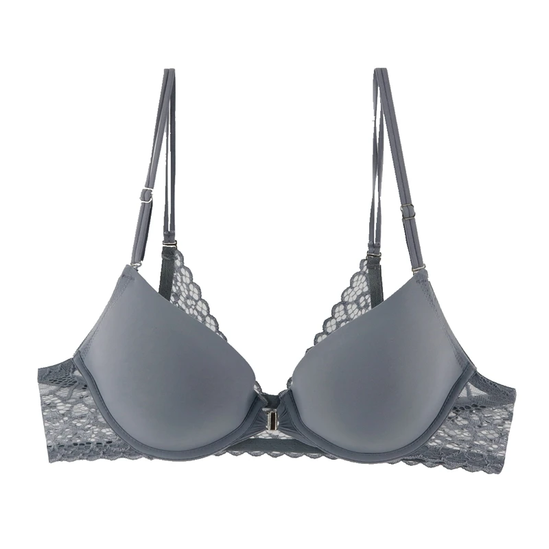 Beauwear, застежка спереди, гладкий Бюстгалтер для женщин, летняя футболка, кружево, красота, сзади, бюстгальтер, мягкий, пуш-ап, чашечки A, B, C, сексуальное нижнее белье - Цвет: C6-Grey