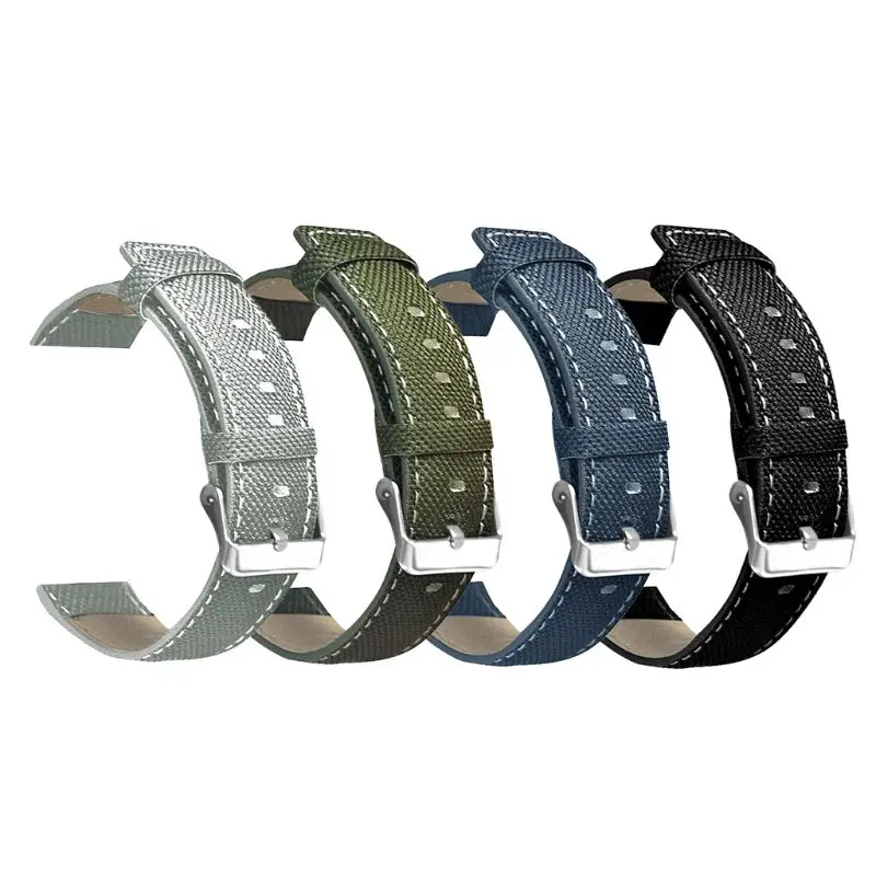 

Canvas Leather Watchband Quick Release Wrist Strap for XiaomHaylou Solar 22mm