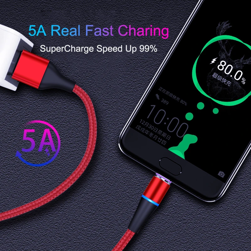 5А USB Type C Магнитный кабель для Huawei P10 Plus P20 P30 Lite Mate 30 20 10 Supercharge шнур быстрой