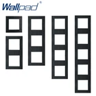 Вертикальная Металлическая черная рамка Wallpad, алюминиевая панель сделай сам 86*86 мм 172*86 мм 258*86 мм 344*86 мм только рамка 430*86 мм