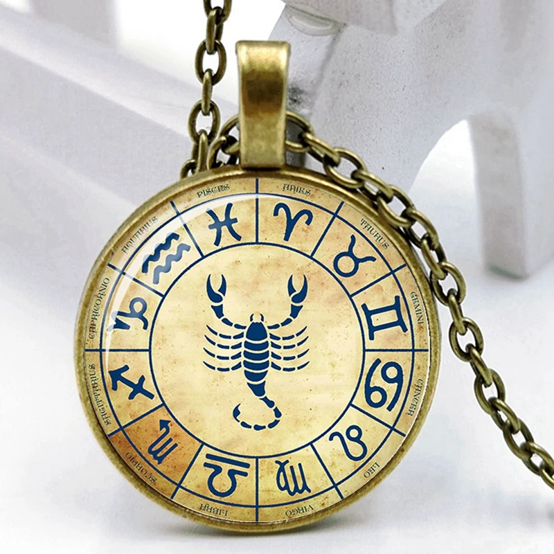 

2020 Fashion Creative Retro Art Yama 12 Constellation Time Glass Pendant Necklace Men and Women Jewelry Sweater Chain
