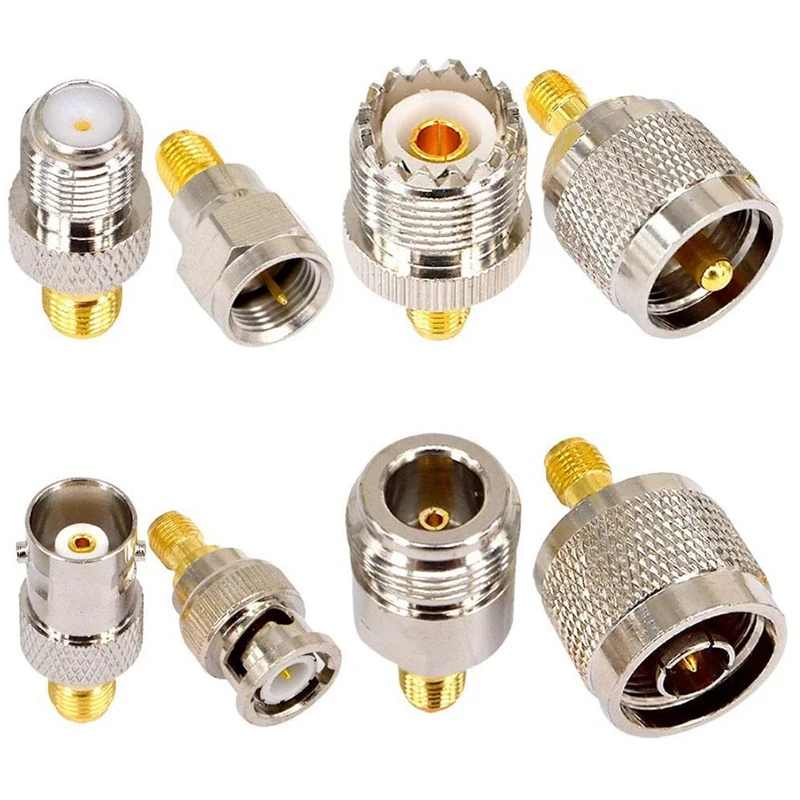 

8Pcs Kit SMA Female RF Adapter SMA Female To UHF/BNC/F/N Coaxial Connector 4G Antenna Adapter Converter For Wifi Antenna
