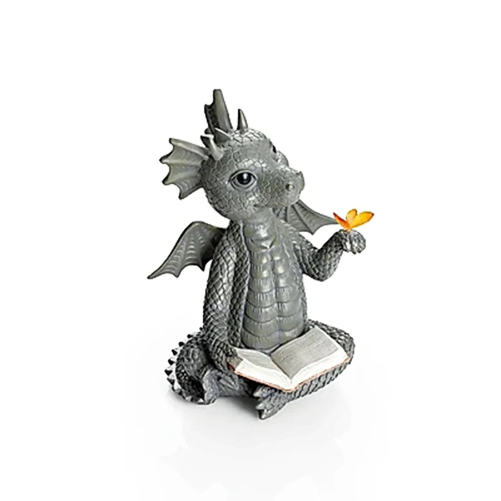 

Dragon Figure Ornaments Lilli with Butterfly Resin Statue with a Book on Hand Super Cute Desktop Ornament Dragon Figure
