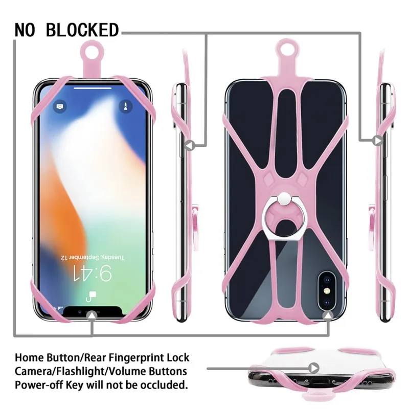 Универсальный Цветной силиконовый ремешок-держатель для телефона шейный