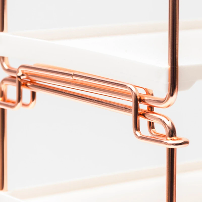 Настольная стойка для хранения из розового золота 2 слоя органайзер макияжа в