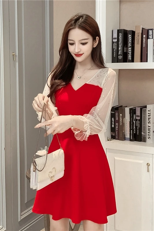 COIGARSAM лоскутное женское цельнокроеное платье корейское Новое весеннее Сетчатое