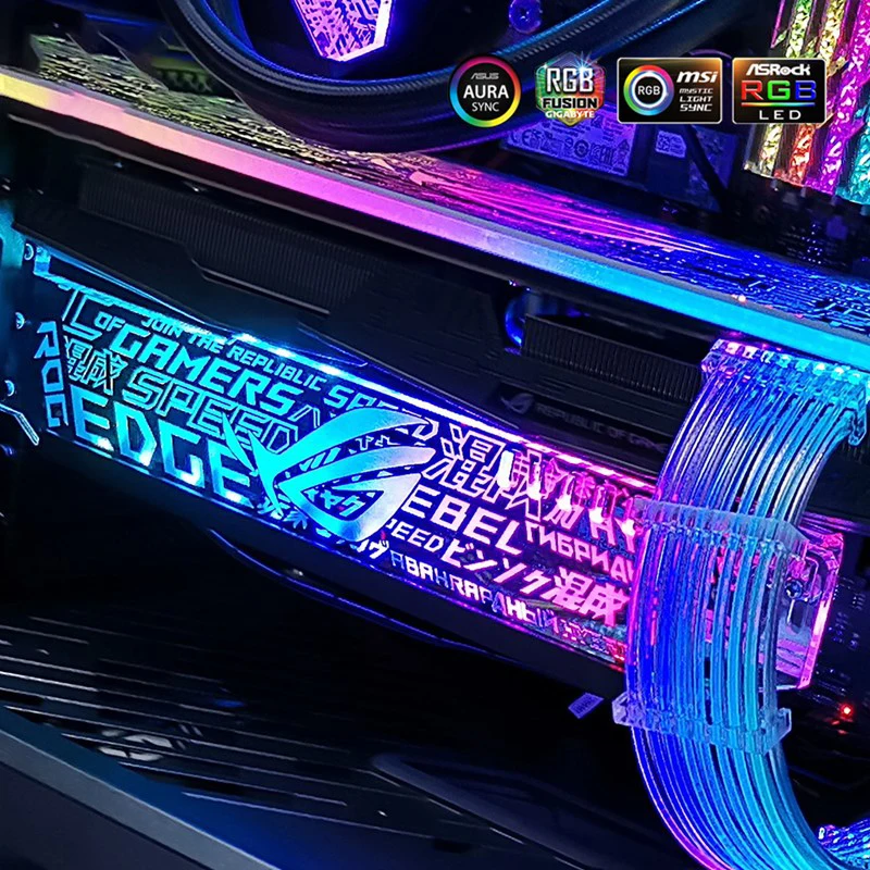 

RGB GPU Bracket Customizable Graphics card VGA Holder 12V RGB 4PIN / 5V ARGB 3PIN MOBO AURA SYNC Customizable