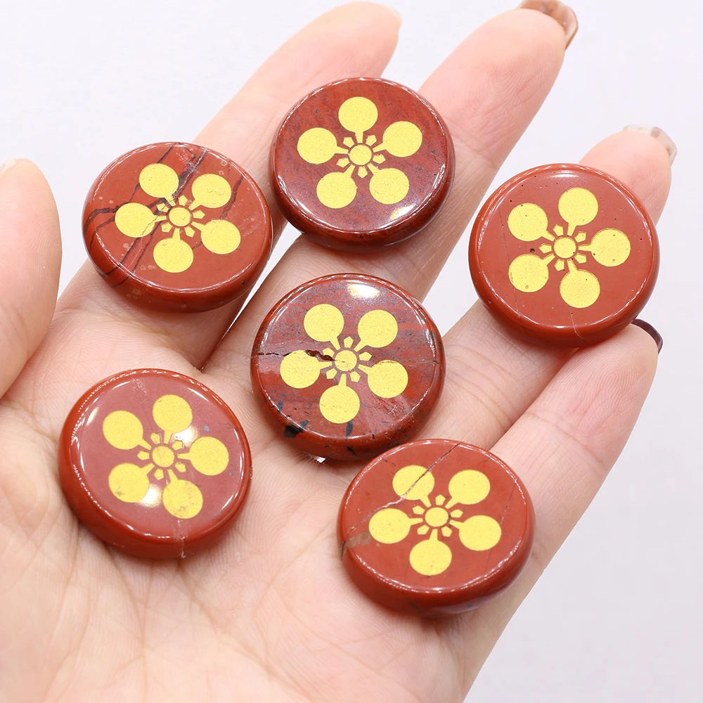 

6PCS Pure Natural Stone Red Stones Reiki Healing Religion Clover Gem DIY Necklace Bracelet Beads for Jewelry Making 25x25x5mm