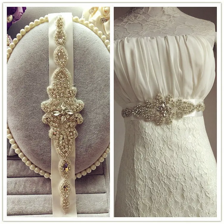 Свадебный ремень Серебряная Фотография Стразы Женский с бисером|Свадебные