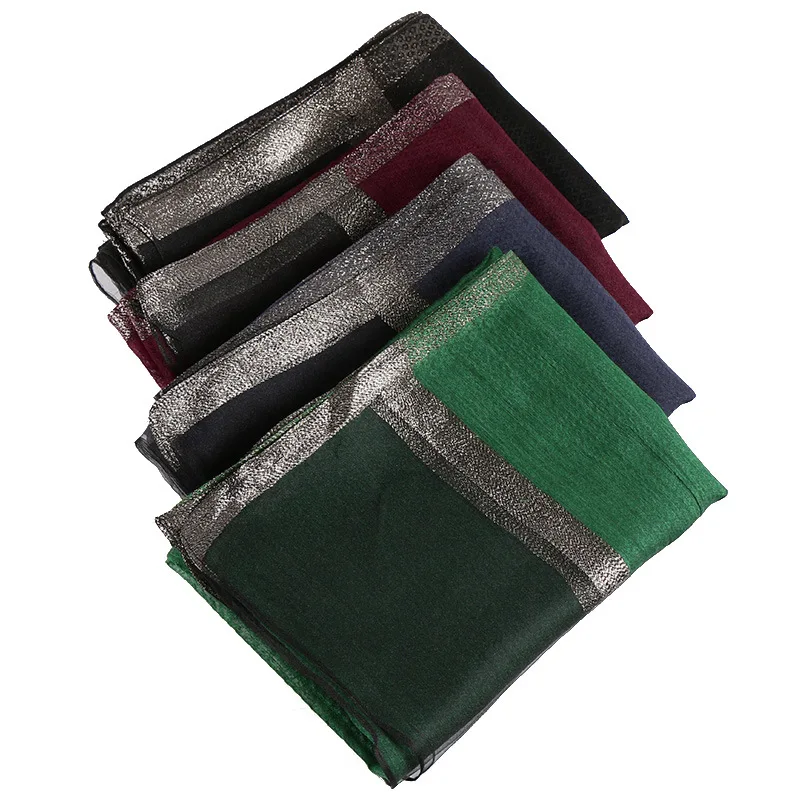 

Women's scarf New Solid Color with silver thread Fashion National Style Polyester Silk Scarf
