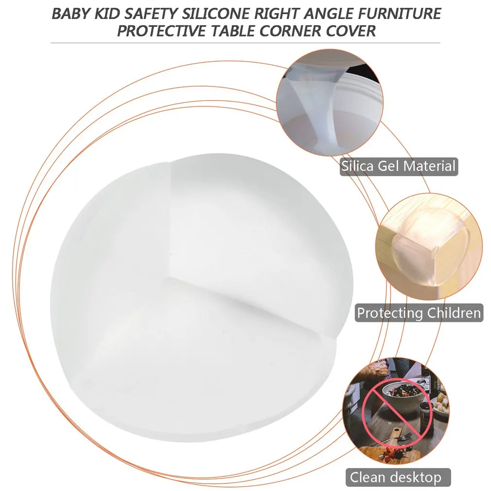 Protectores de esquina de silicona para Beb&eacute; y Ni&ntilde;o, cubierta de esquina de mesa protectora de muebles de &aacute;ngulo recto, colisi&oacute;n esf&eacute;rica, 10 piezas-4