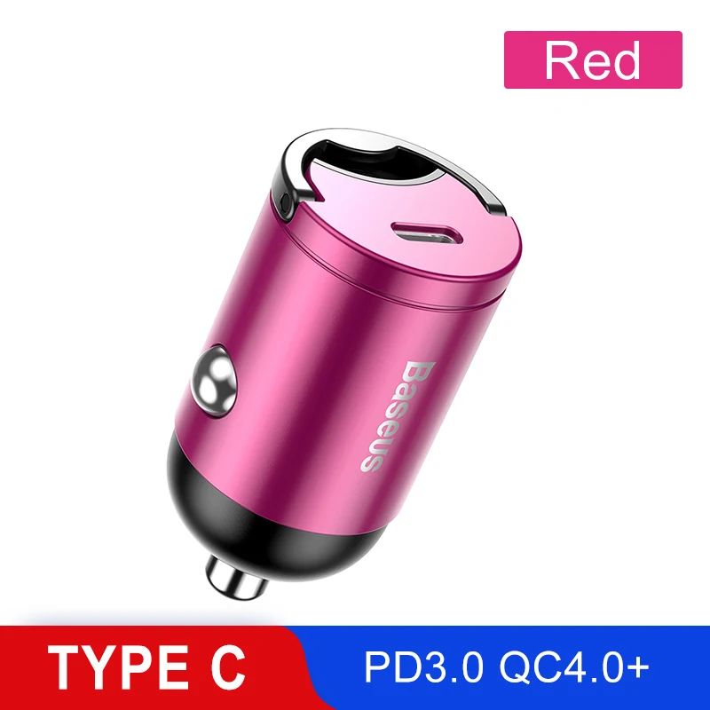 Baseus Quick Charge 4,0 3,0 USB C автомобильное зарядное устройство для huawei P30 Xiaomi Mi9 мобильный телефон QC4.0 QC3.0 type C PD 3,0 Быстрая зарядка автомобиля - Тип штекера: Red Type C
