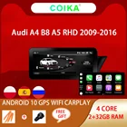 Автомобильный GPS навигатор, стерео-система на Android 10, 10,25 дюйма, для Audi A4, B8, A5, 09-16, с GPS Навигатором, BT, SWC, Wi-Fi, Google, IPS, сенсорный экран (RHD)