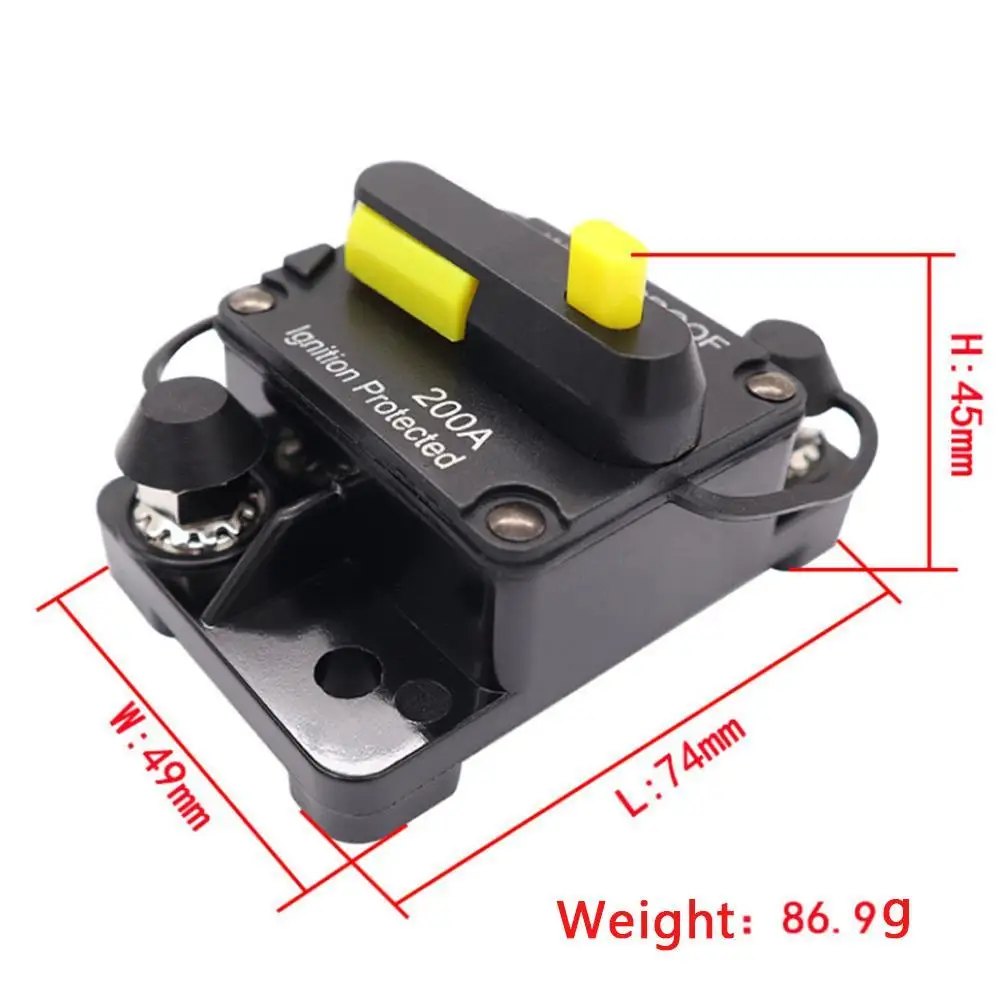 

50A Circuit Breaker With Manual Reset For Boat Marine RV Yacht Battery Trailer Bus Truck 12V - 72V DC, Waterproof 30A - 250A