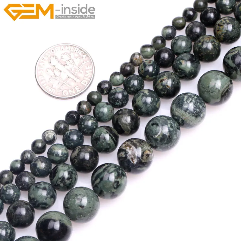 Gem-inside 4 мм-10 мм натуральный круглый темно-синий Rhyolite Kambaba Jasperss камень бусины для изготовления ювелирных изделий 1" DIY ювелирные изделия