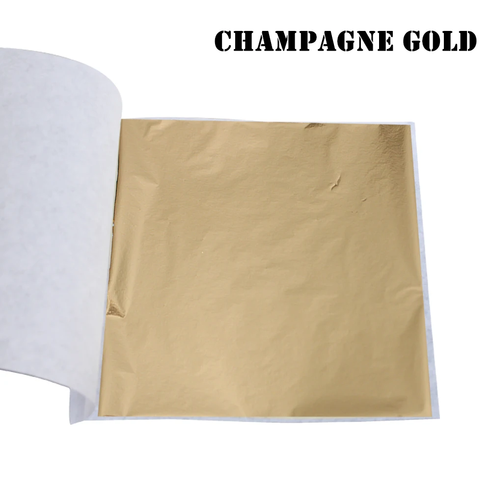 Champagne Gold 10 шт., листы из искусственного золотого листа, бумага из фольги, позолота для художественных работ, статуя, украшение для ногтей, цветная бумага из золотого листа, фольга 8X8,5 см - Color: Champagne Gold