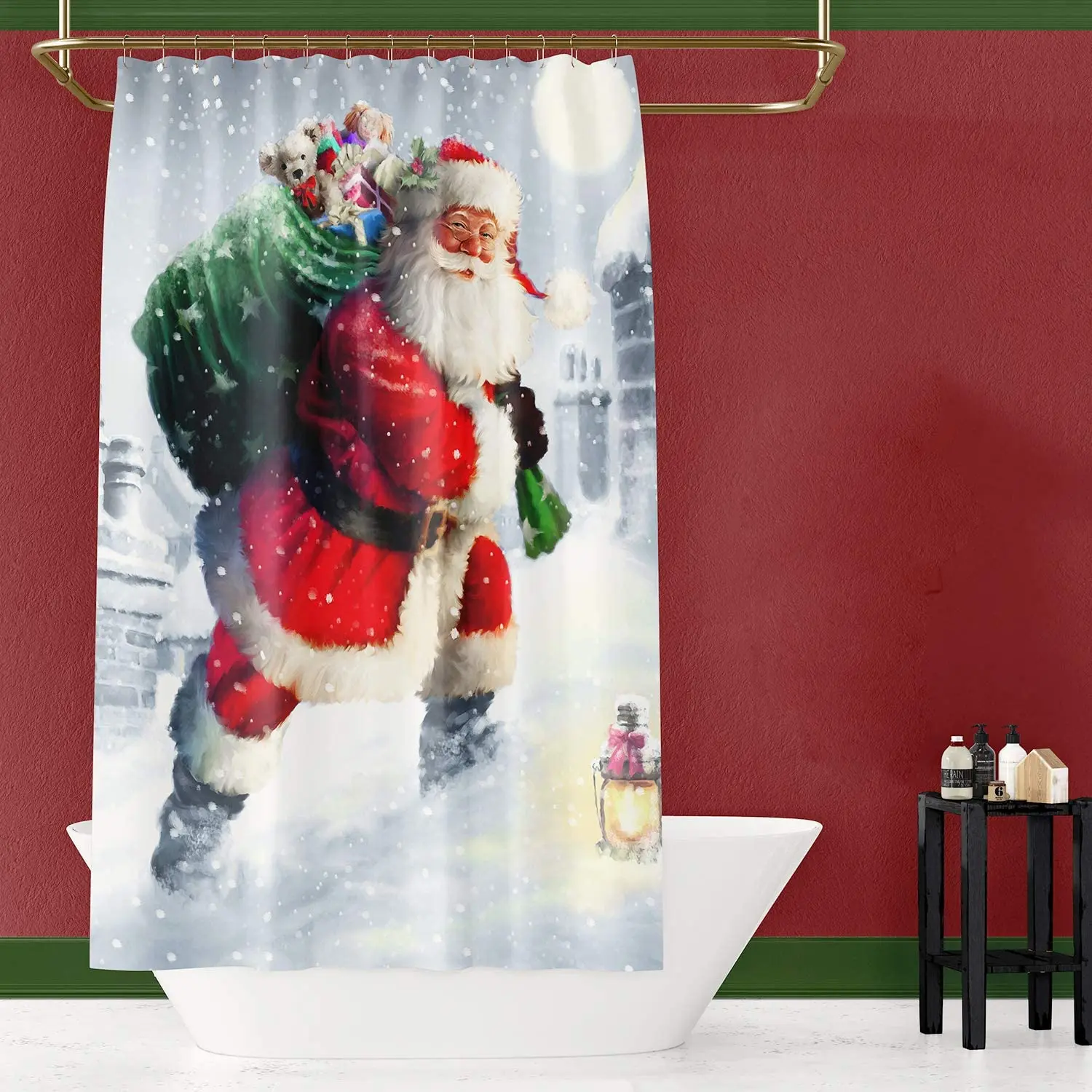 Занавеска для душа Санта-Клаус от Ho Me Lili Рождество зима праздник новый год декор