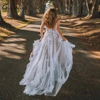 boho a line wedding dresses 2022 feminine bride dress spaghetti straps lace appliques tulle modern bridal gown vestidos de novia