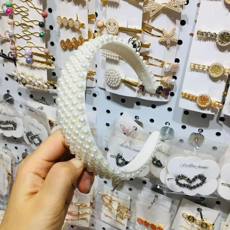 Повязка для волос с жемчугом Женская элегантный винтажный ободок аксессуар на