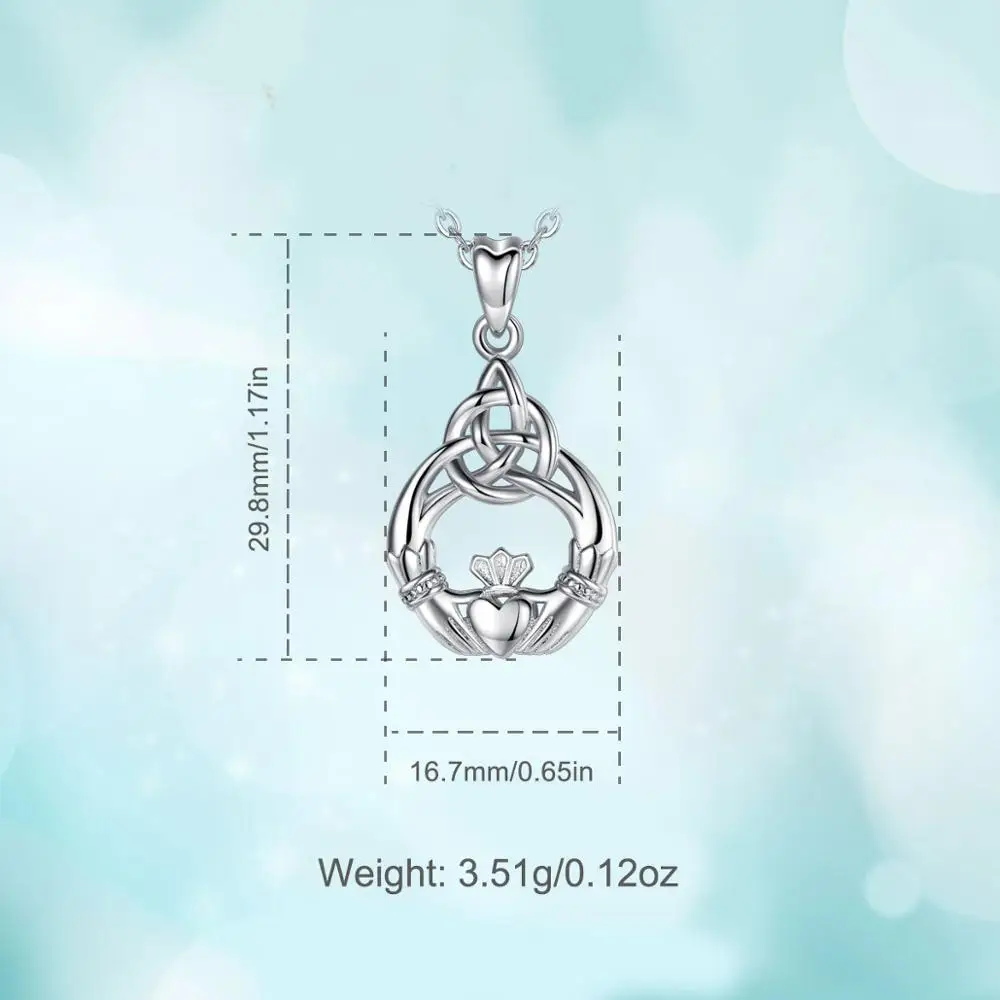 Eudora,, 925 пробы, серебряное ожерелье, кельтский узел, Клэдда, подвески с шармами, ожерелья для женщин, модное ювелирное изделие, подарок-сюрприз, D189