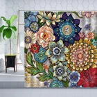 Занавеска для душа в ретро-стиле, в богемном этническом стиле, с цветными растениями, мандала, Цветочная настенная ткань, декоративная подвесная штора, комплекты из полиэстера