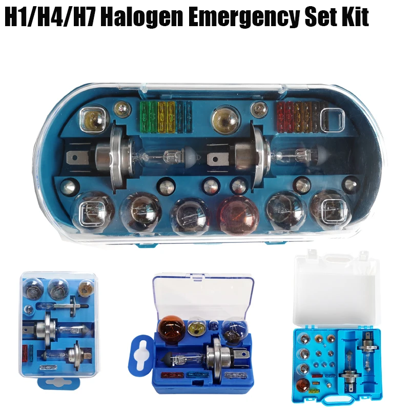 Car Emergency Kit Halogen Bulb H4 H7 H1 12V 60/55W P43T 1157 P21S25 ATC FUSE T10 W5W BAY15D R5W Multi-model Lamp Combination Set
