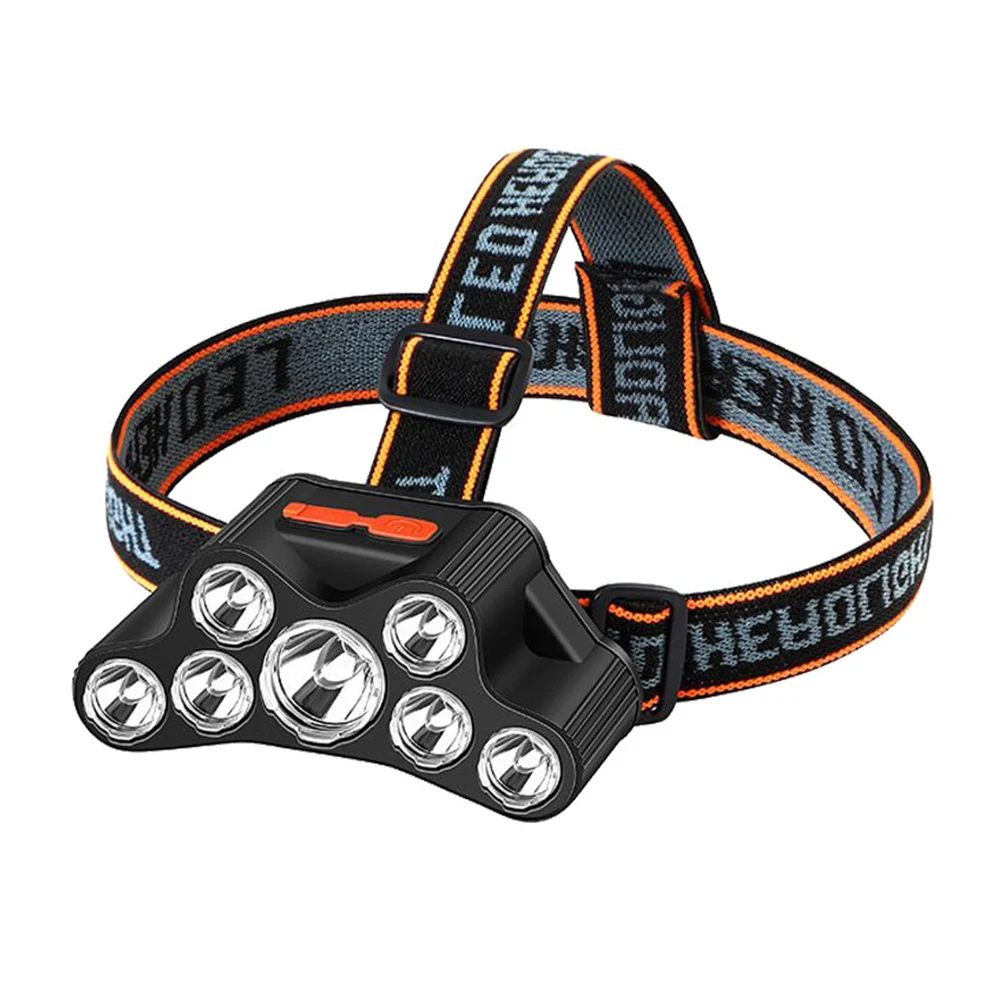 

USB Rechargeable LED Headlamp 7 Heads Waterproof Long Shot Super Bright Outdoor And Indoor Headlights For Camping Fishing