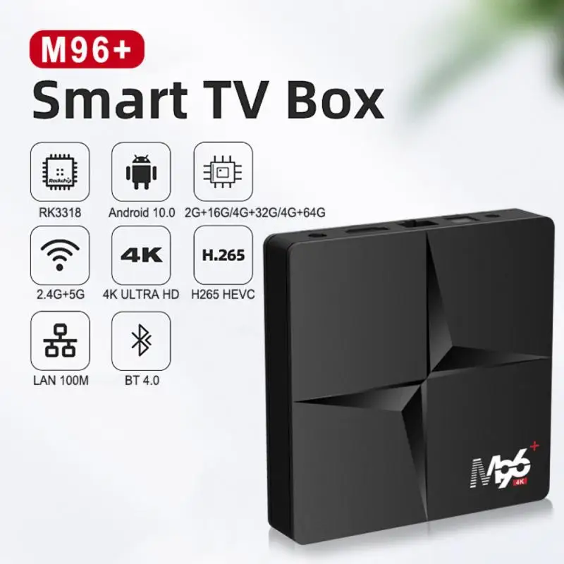 

M96+ RK3318 4K TV Box Android 10 With Quad Core 4GB RAM 32GB ROM WIFI Smart Set Top Console IPTV OTT Receiver M3U Media Player