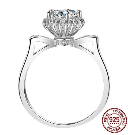 Классическое 1.2ct созданное муассанит обручальное кольцо с короной для женщин