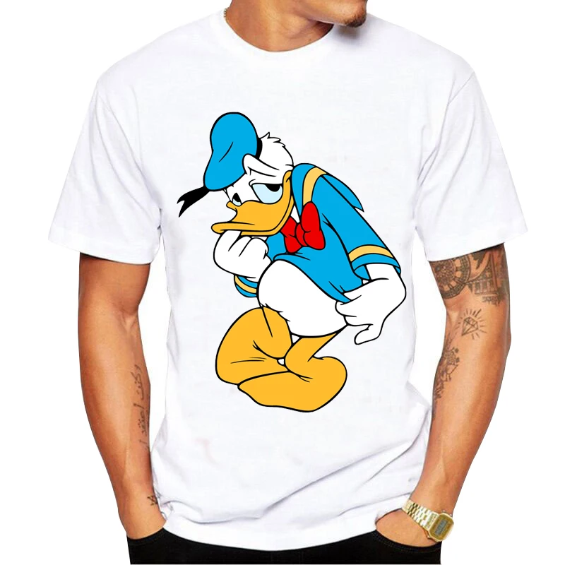 Забавная футболка с Дональдом Даком мужские футболки модная коротким рукавом |