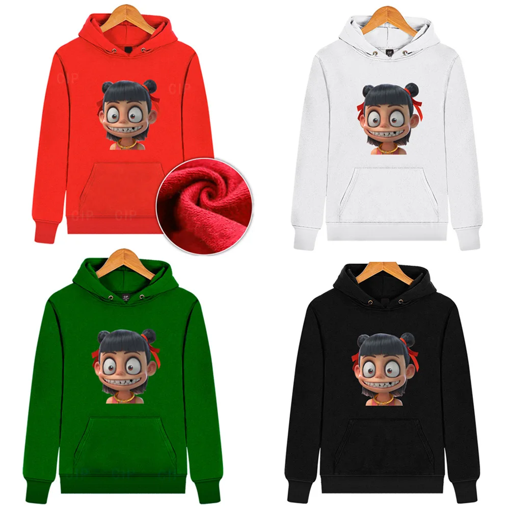 

Women Men Nezha Printed Hoodies Sweatshirts Anime Film Character Pattern Hooded Tops -OPK